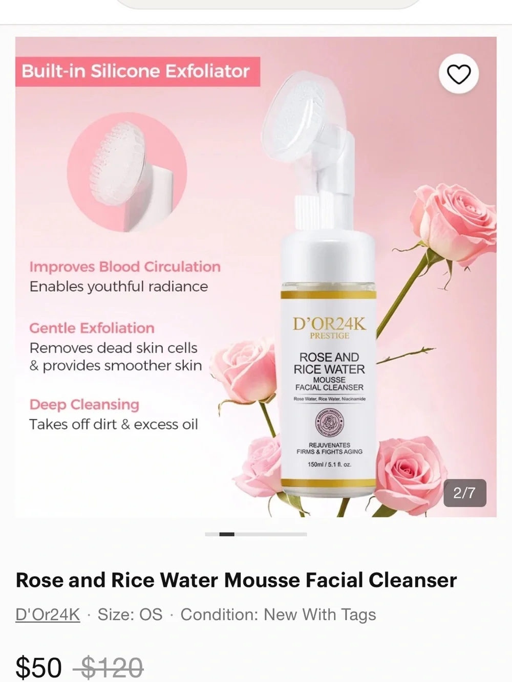 D’O24k Prestige Rose and Rice Water Mousse Facial Cleanser.